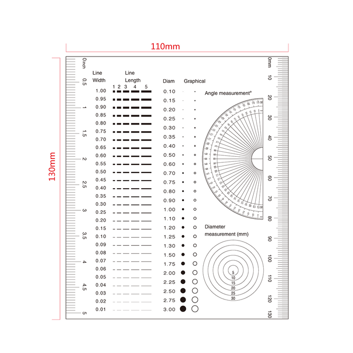 130mm/260 Div, 5Inch/100 Div Comparison Test Gauge, SKU RT02420505, three quarter front view
