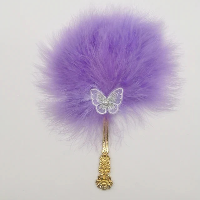 1PC Feather Fan Round Handheld Fan Photography Props