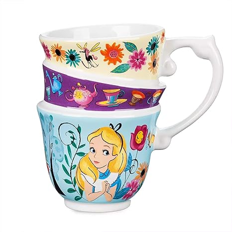 Alice in Wonderland Mug Molded design of three stacked tea cups