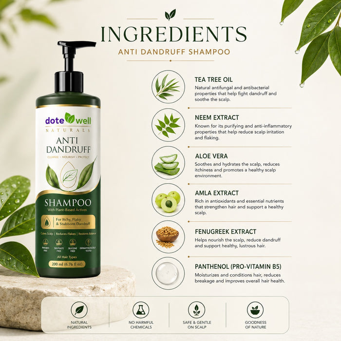 Anti-Dandruff Shampoo for Flake Control & Itchy Scalp Relief | Deep Cleansing for Oily & Dandruff-Prone Hair | 200ml