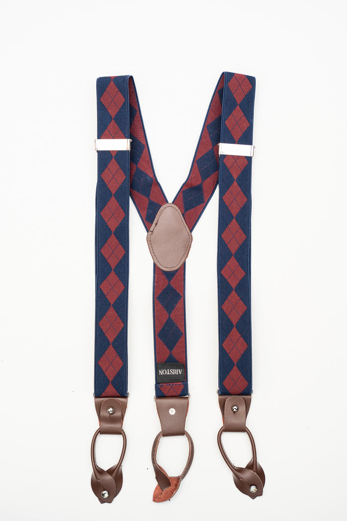 AR Navy Diamond BNL Suspenders - The Suit Depot