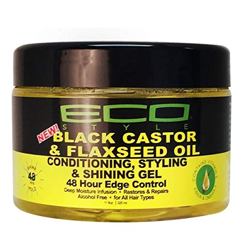 Black Castor & Flaxseed Oil 48 Hour Edge Control 11oz by ECO STYLE