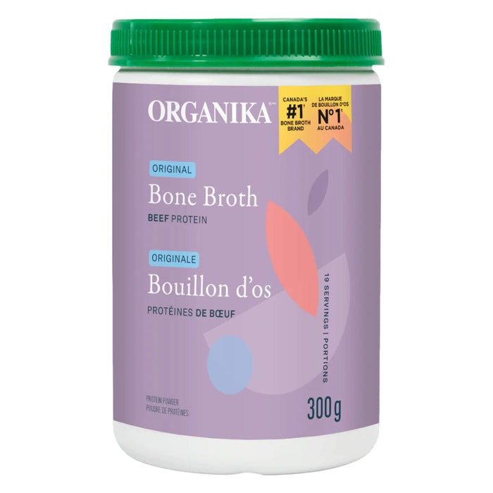 Tub of Organika BoneBroth BeefProteinPowder Original 300Grams