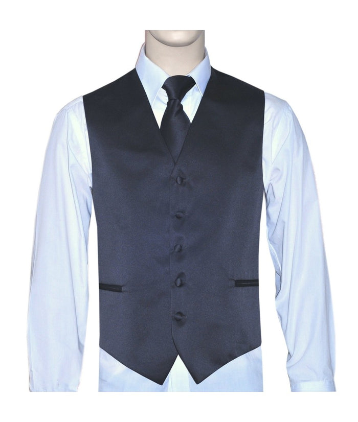 BQ Charcoal Men's Satin Solid Vest-10CC