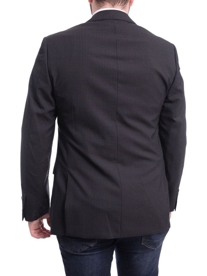 Calvin Klein BLAZERS Calvin Klein Regular Fit Blue & Red Check Two Button Wool Blazer Sportcoat