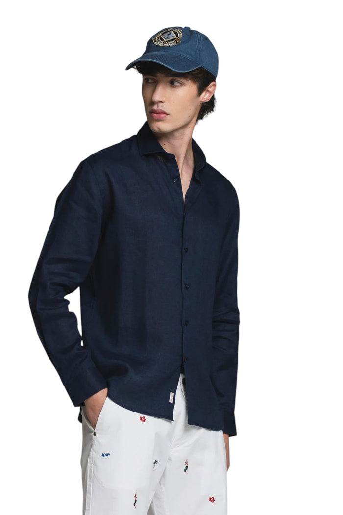 IMPURE camicia lino blu RILEY LINO-C01