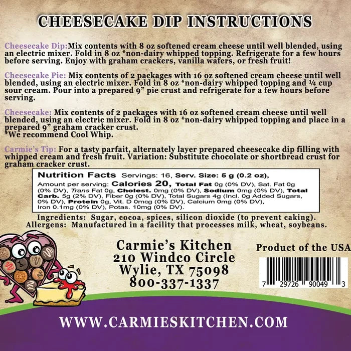 Carmie's Chocolate Lovers Cheesecake Dip