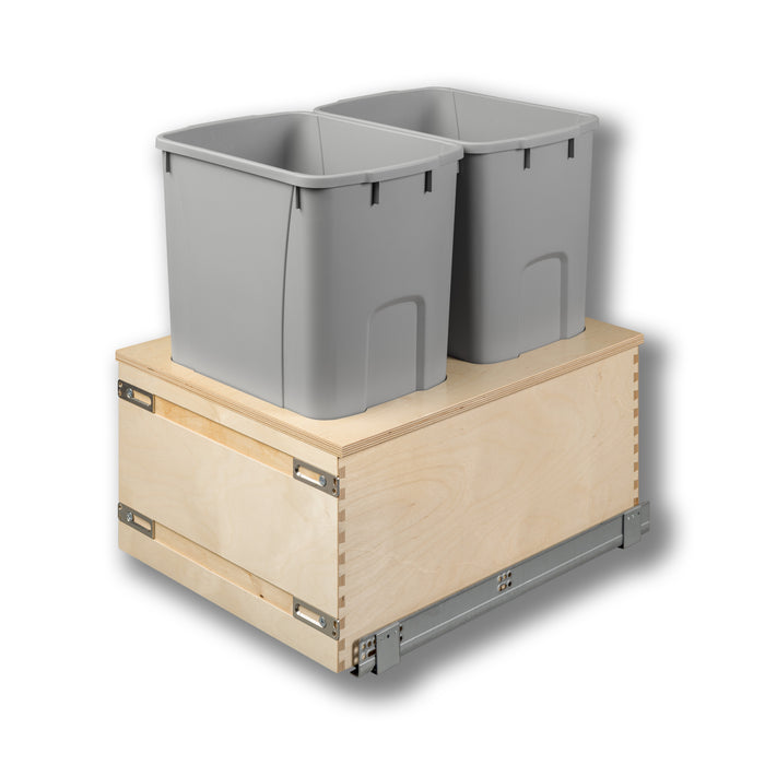 17 3/8 x 23 5/8 x 22 1/2 - Double 50-Quart *Gray* Bins
