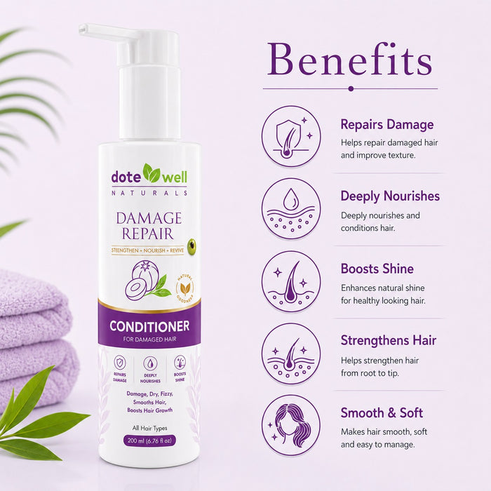 Damage Repair Conditioner for Deep Nourishment & Frizz Control | Hair Strengthening for Dry & Damaged Hair | 200ml