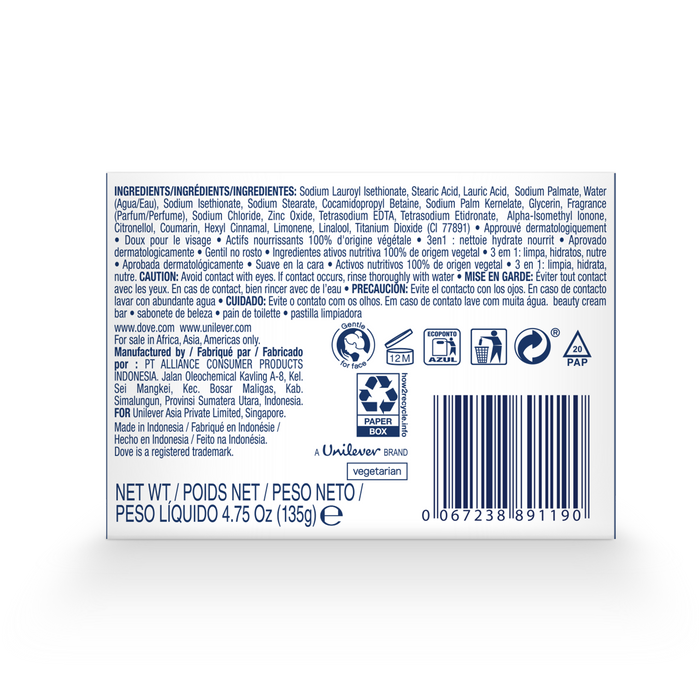 Dove Beauty Bar White (Imported )(UI) 135g