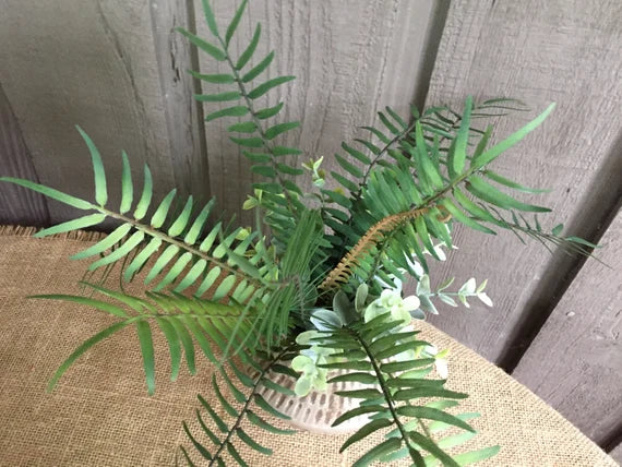 Faux Palm and Eucalyptus Arrangement in Pot/ Farmhouse Decor