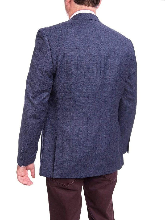 I Uomo BLAZERS I Uomo Mens Regular Fit Blue Glen Plaid 2 Button Wool Blazer Sportcoat