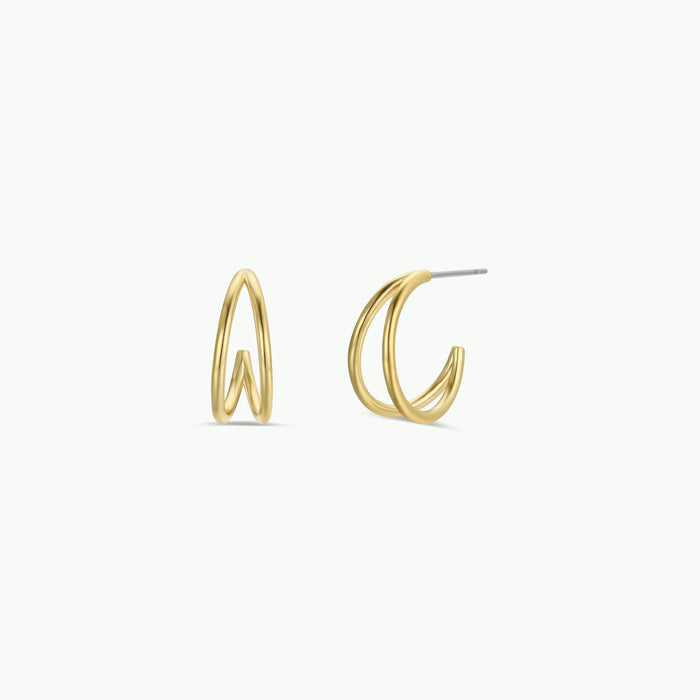Illusion Double Hoop - Gold Earrings