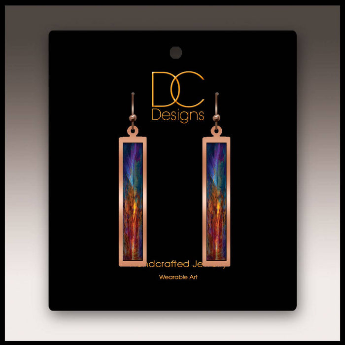 Illustrated Light & DC Designs - Canyon Rust Abstract Copper Show case Rectangle Earrings