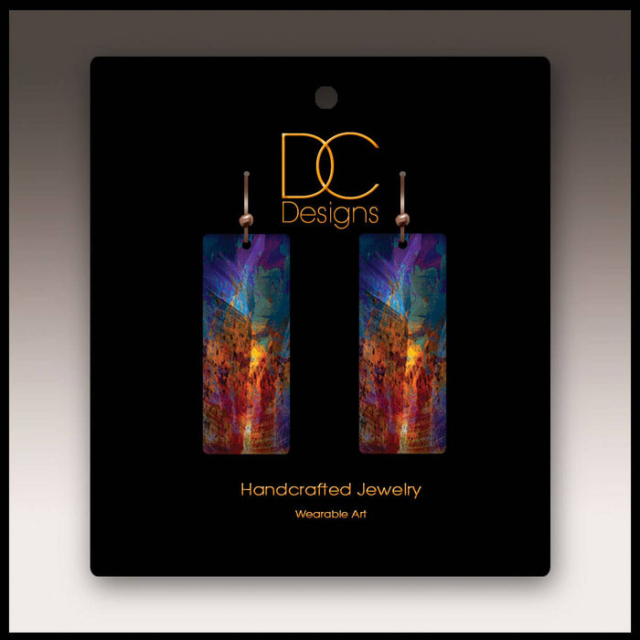Illustrated Light & DC Designs - Canyon Rust Abstract Rectangle Handmade Earrings