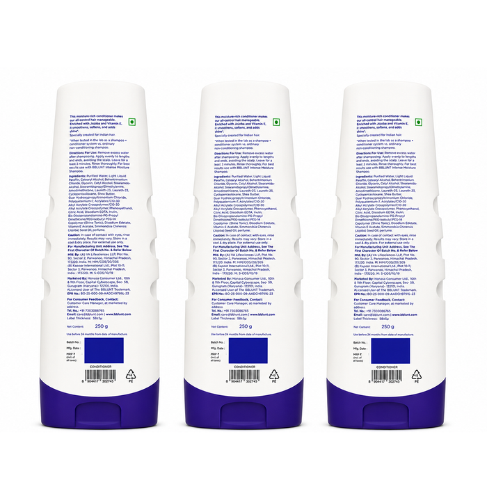 Intense Moisture Conditioner with Vitamin E & Jojoba for Dry & Frizzy Hair - 250 g(Pack of 3)