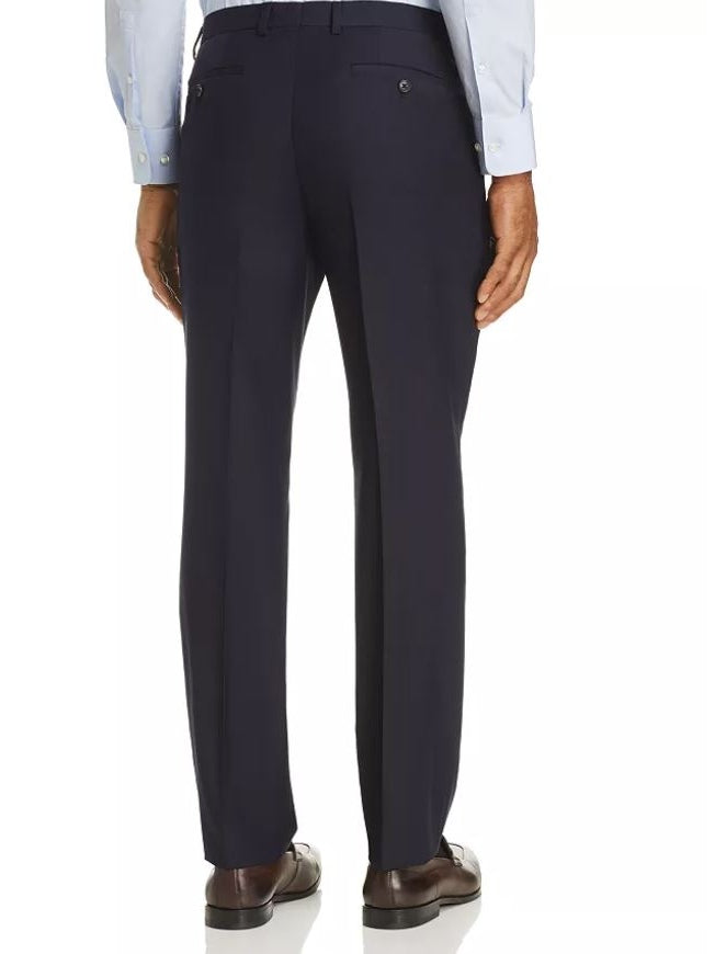 John Varvatos Navy Blue 100% Wool Classic Fit Dress Pants - The Suit Depot