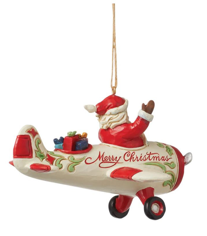 JS Santa in Airplane Ornament