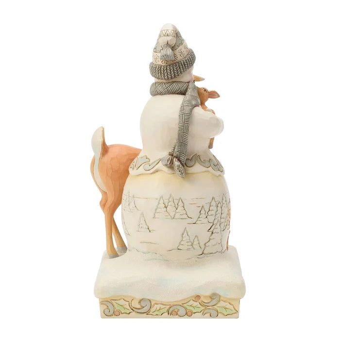 JS Woodland Snowman Holding Fawn