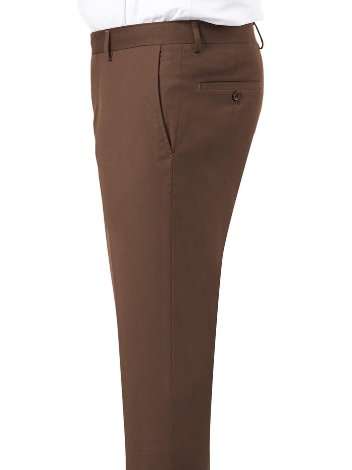 Kent Park PANTS Kent & Park Mens Solid Brown Regular Fit Flat Front Dress Pants