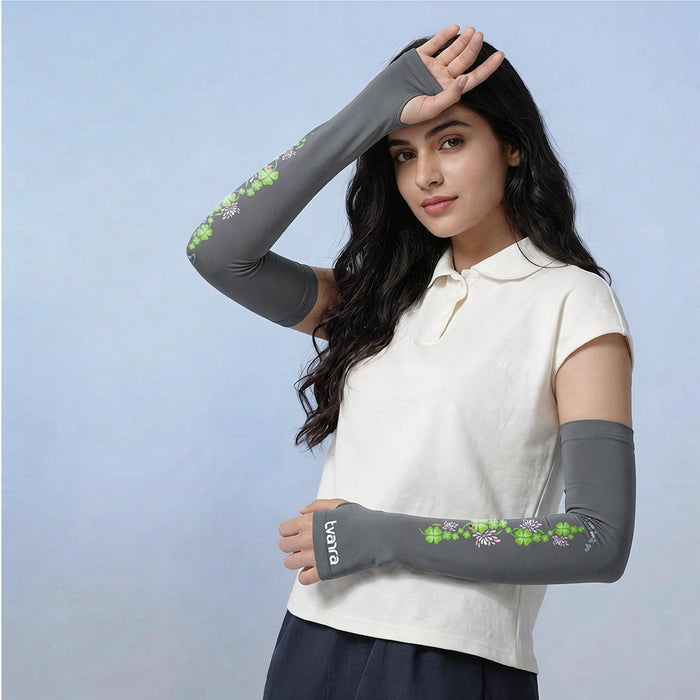 Lucky Charm Arm Sleeves for Women - Grey
