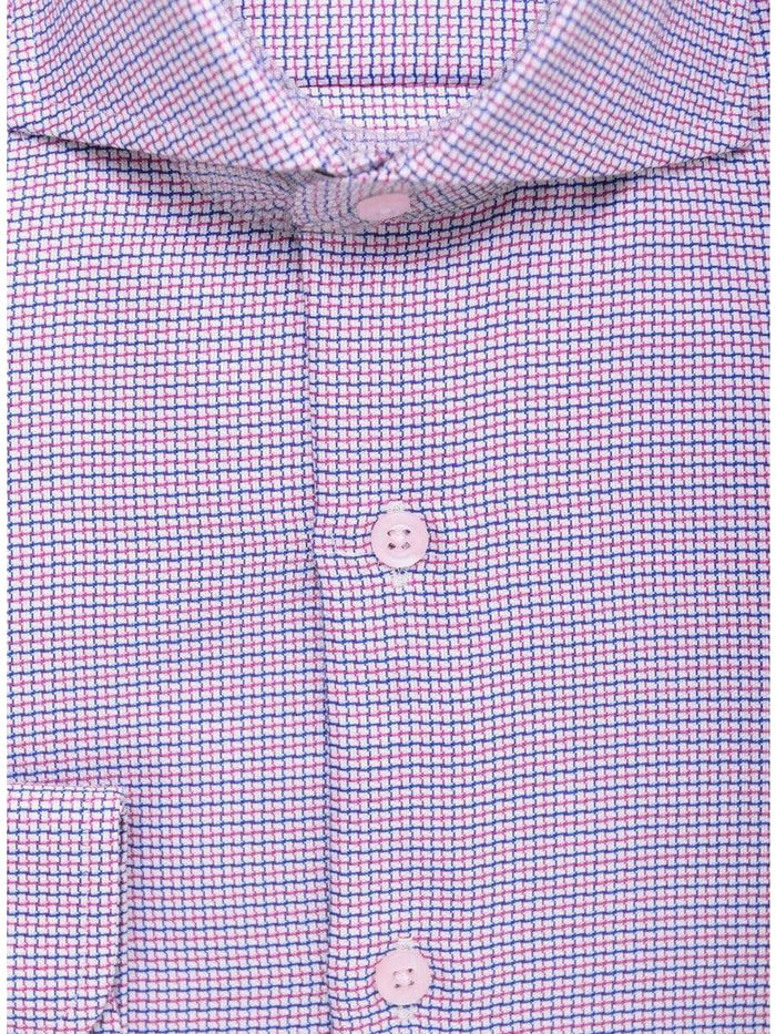 Proper Shirtings SHIRTS Mens 100% Cotton Red Check Cutaway Collar Wrinkle Free Slim Fit Dress Shirt