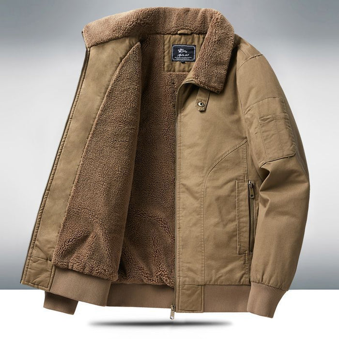 Men's Fleece-Lined Winter Coat - Cotton Jacket Plus Size