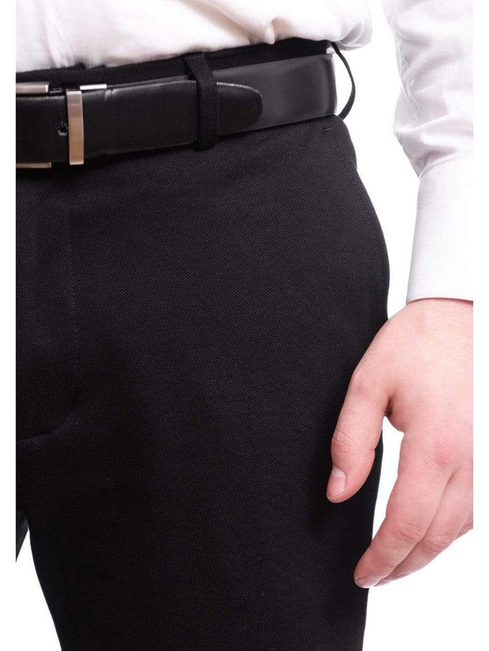 T.O. Mens Slim Fit Solid Black Stretch Chino Pants