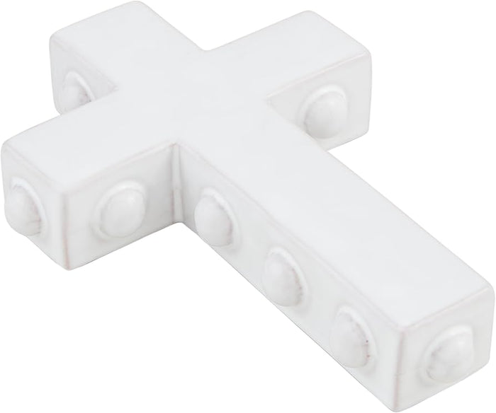 Mud Pie Large Chunky Beaded Cross, White