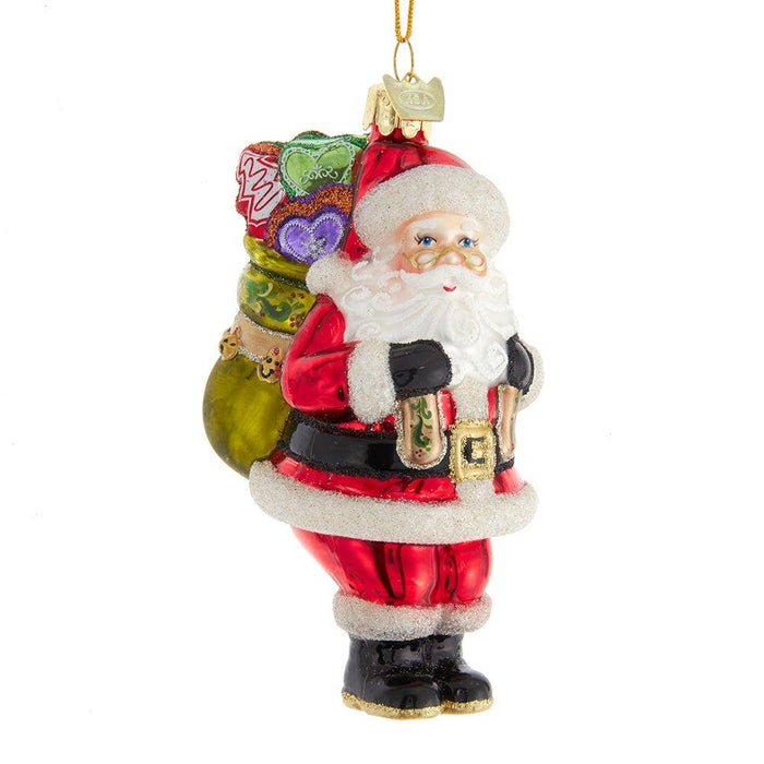 Noble Gems™ Glass Santa W/ Bag Of Cookies Orn