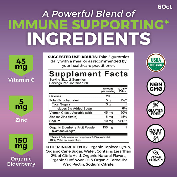 Organic Elderberry Gummies, Adults