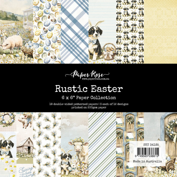 Paper Rose - 6X6 Paper Collection - Rustic Easter. 18 double-sided papers 3 ea. of 12 designs. Available at Embellish Away located in Bowmanville Ontario Canada