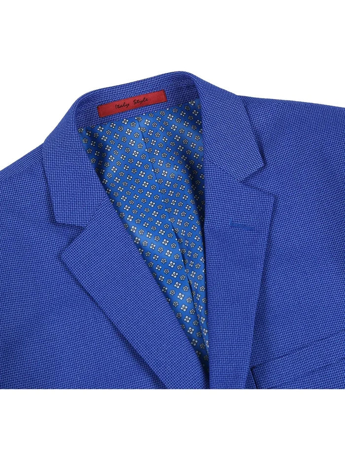 Raphael Men's Blue Textured Slim Fit Blazer Sportcoat