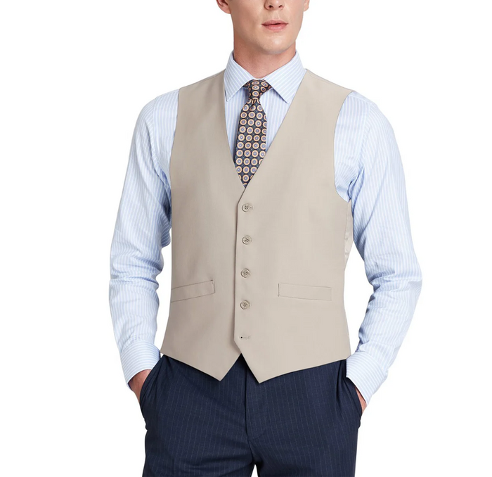 Raphael Mens Solid Tan Classic Fit Vest - The Suit Depot