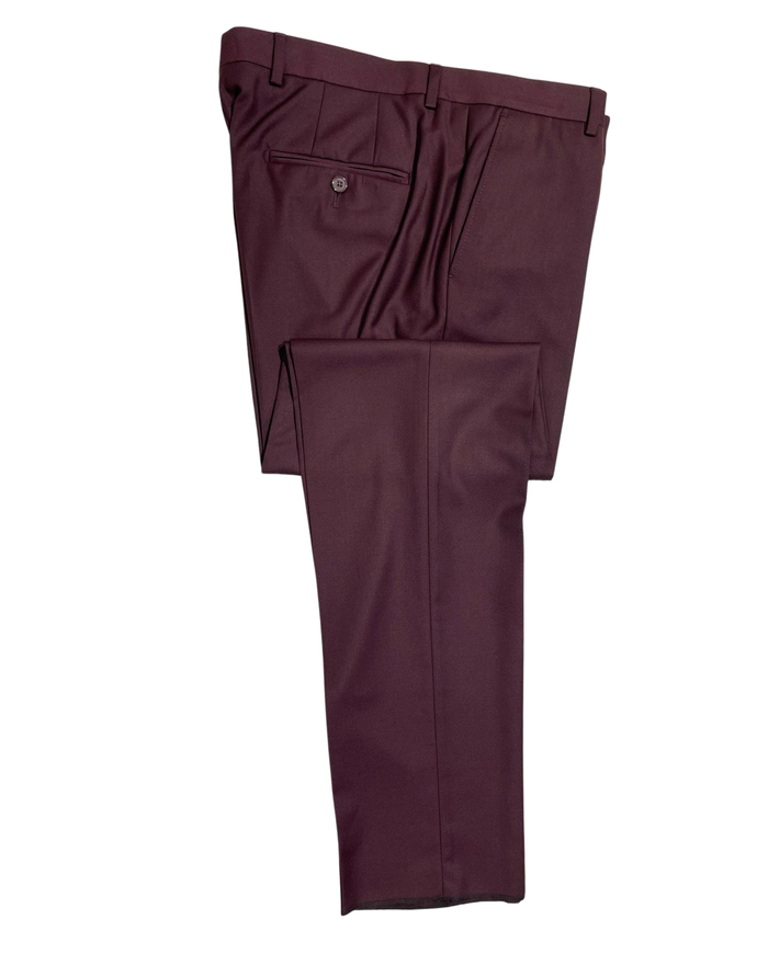 Raphael Solid Burgundy Slim Fit Peak Lapels 2-Button Suit - The Suit Depot