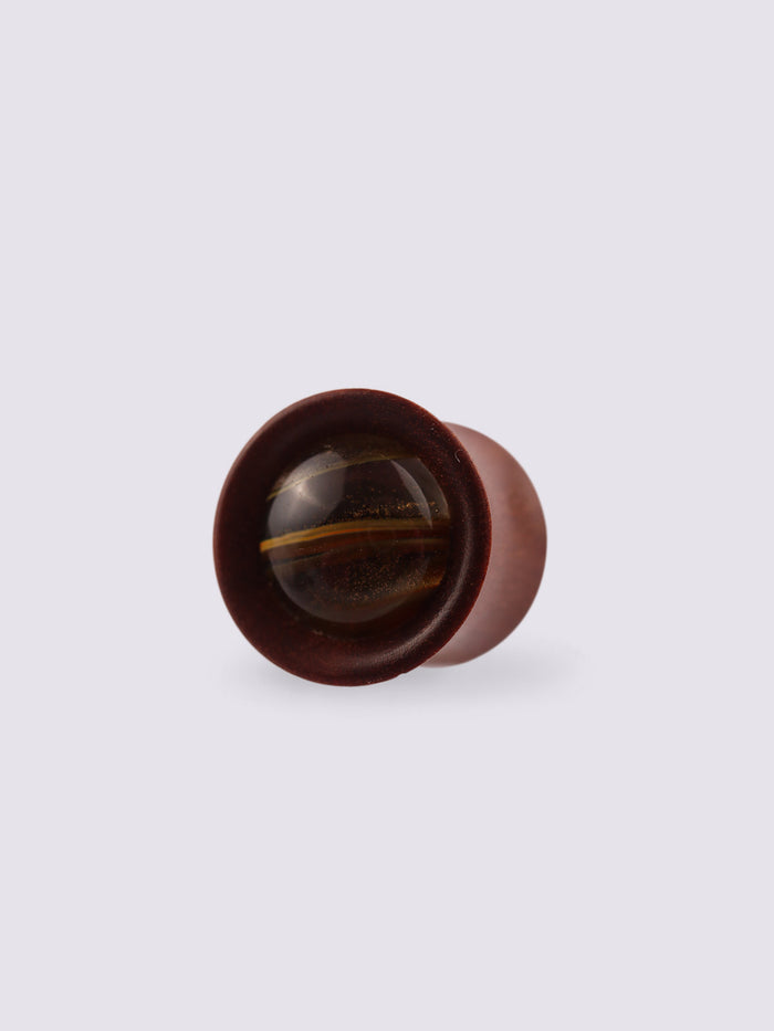 Red Saba Wood Tiger Glass Plug 11mm | Brown-Image 1