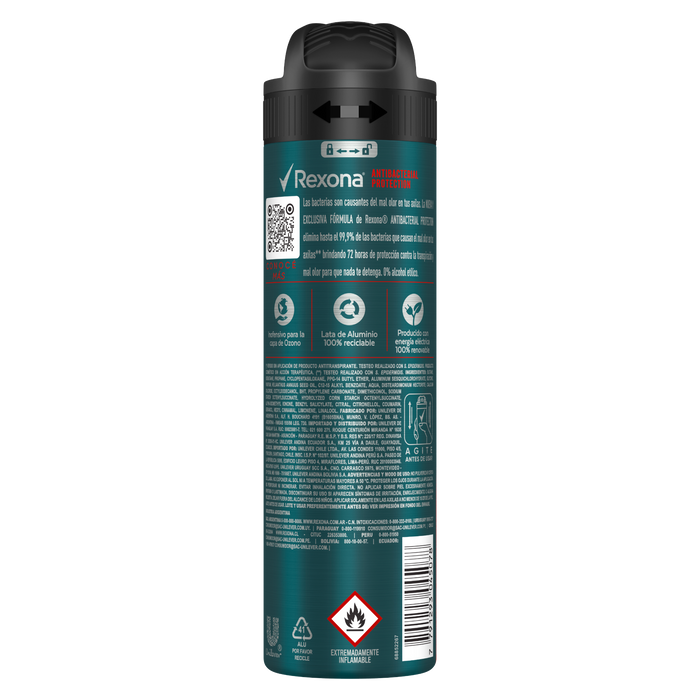 Rexona Men Antibacterial Protection Antitranspirante Aerosol (Imported )(UI) 150ml