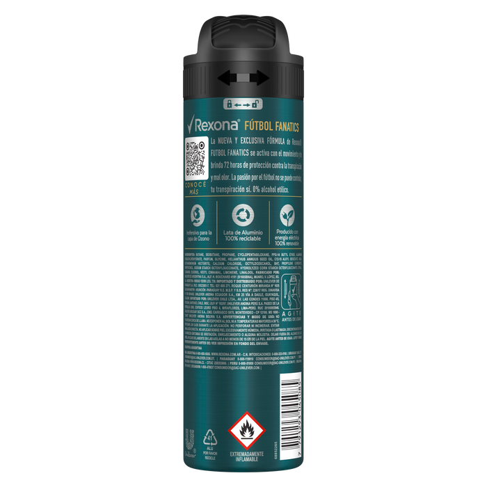 Rexona Men Futbol Fanatics Antitranspirante Aerosol (Imported )(UI) 150ml