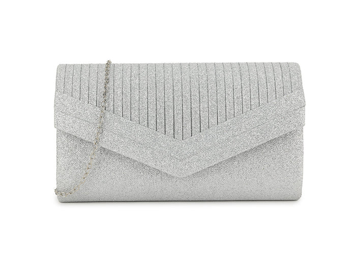 Silver Shimmer Glitter Clutch Bag