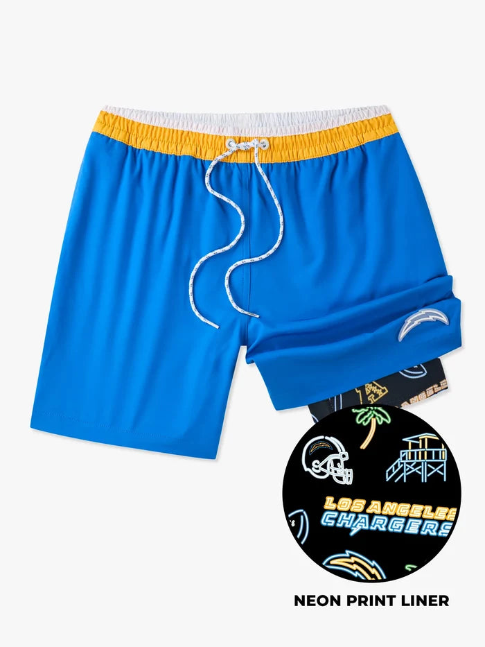 The Chargers 5.5" (NFL Classic Lined Swim Trunks) - Image 1 - Chubbies Shorts