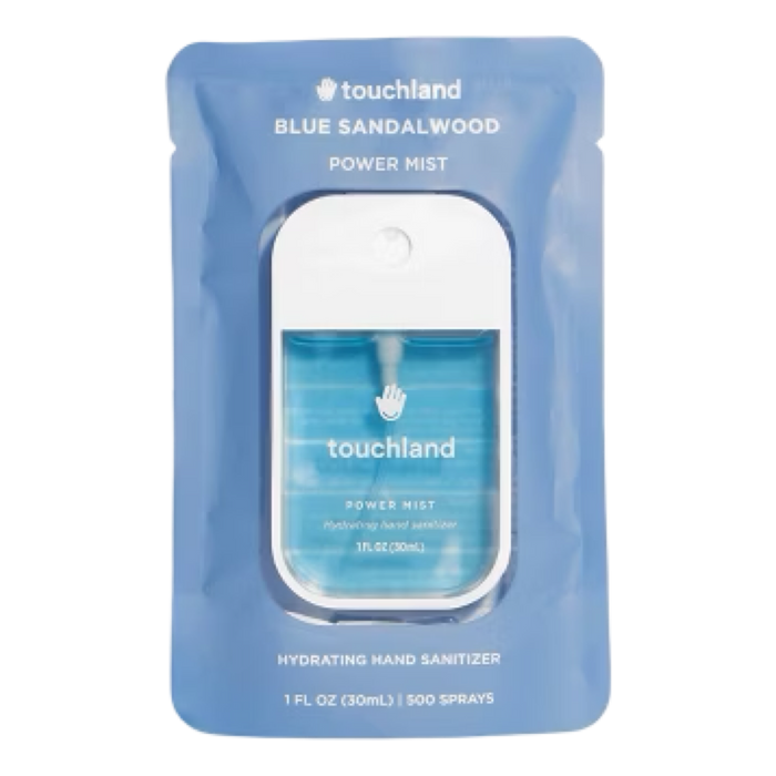 Touchland Blue Sandalwood Power Mist packaging on a white background