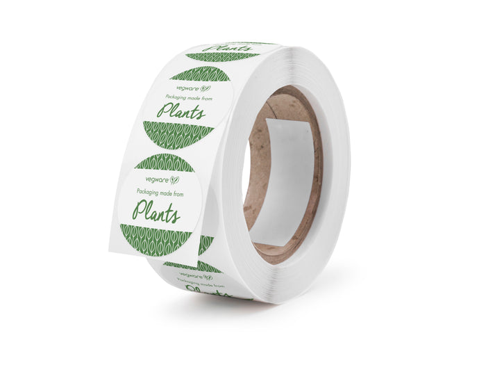 Vegware 1.7in round compostable sticker | 1000/cs