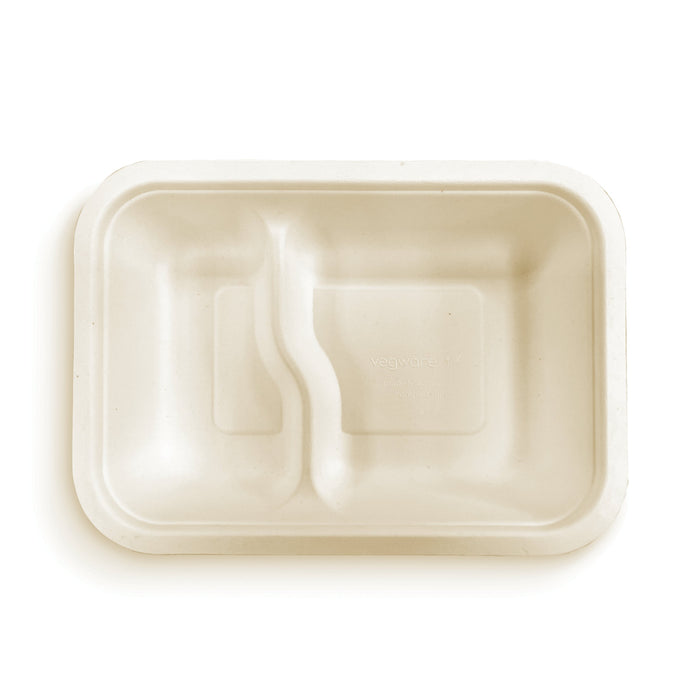 Vegware Nourish Gourmet 2 Compartment Rectangle (V5), Natural Molded Fiber | f5-Series | 600/cs