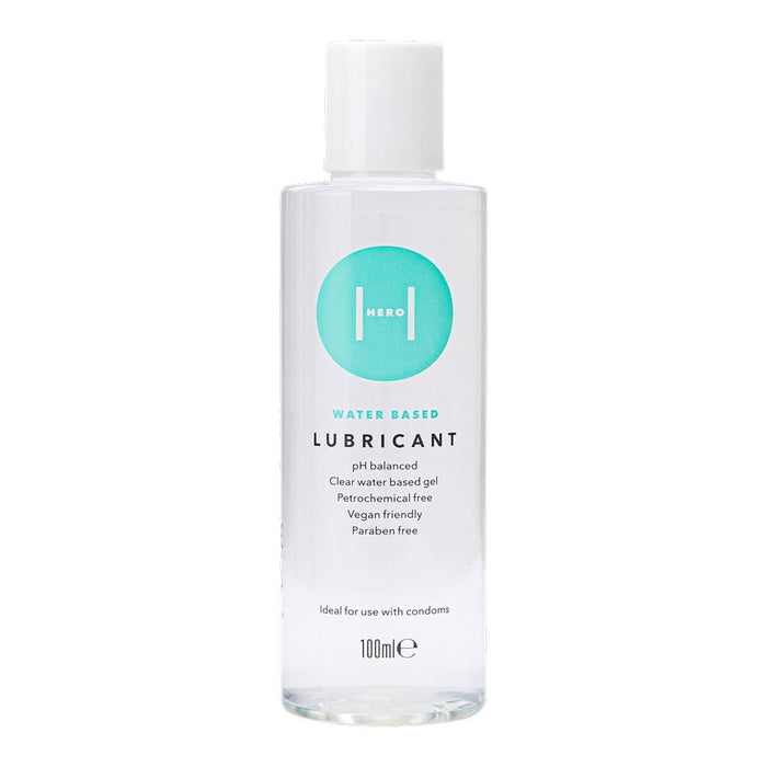 100ml bottle of water-based lubricant on a white background.