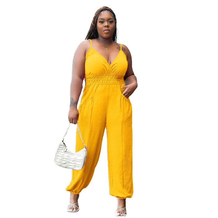 Women's Slip Plus Size Woman Cotton And Linen Jumpsuit
