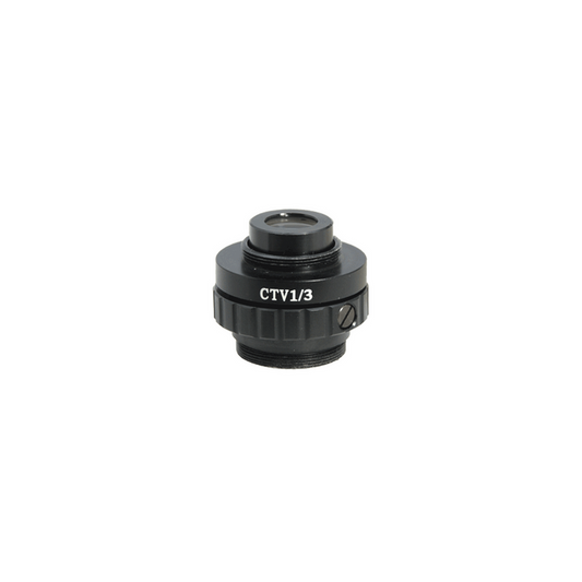 0.3X Adjustable Microscope Camera Coupler C-Mount Adapter 28mm, SKU SZ19016111, three quarter front view