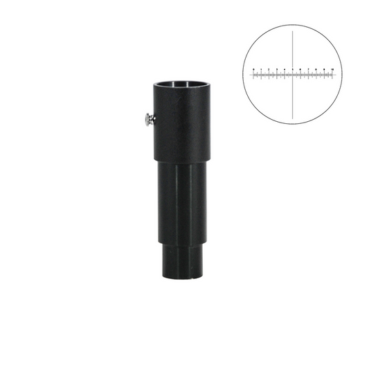 10mm/100 Div Stereo, Compound Compatible 0.5X Reticle Coupler, SKU BM13014142, three quarter front view