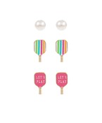 3 Pair Pickleball Paddle Earrings Set