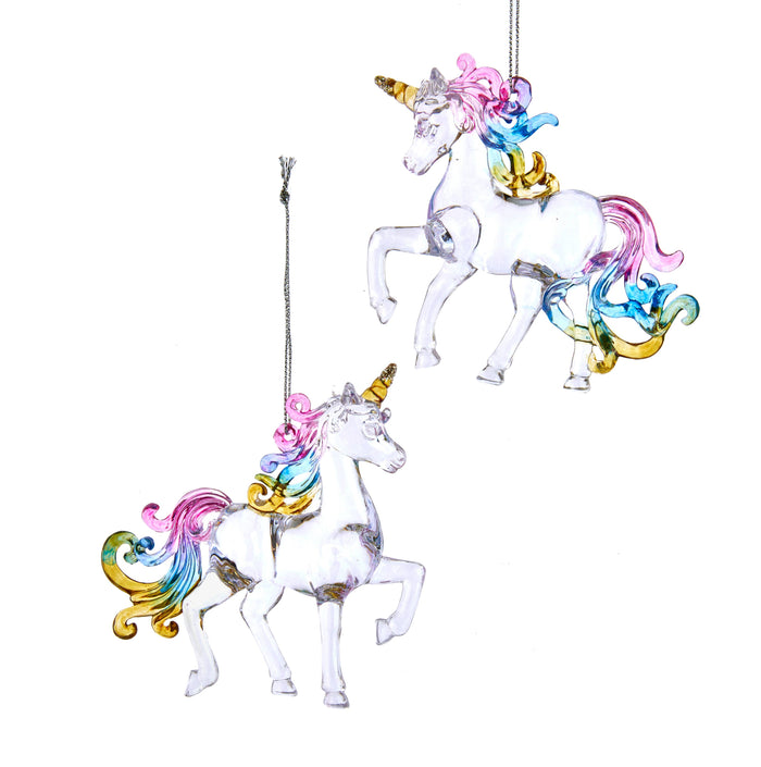 3.8" Clear Pastel Unicorn Orn 2a