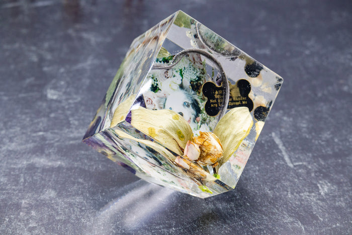 Preserved Flower Pet Hair and Photo Keepsake Pet Boutonnière photo memorial preservation